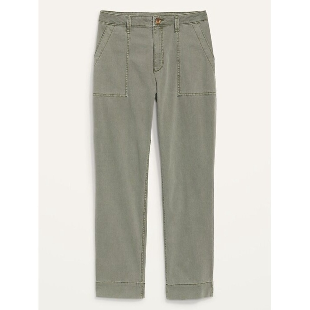Old Navy High Waisted Straight Canvas Workwear Khaki Pants Green Womens 8 - Picture 1 of 8